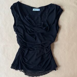 Princess Polly Sonnie Off Shoulder Top Black - Lacey and Semi Sheer